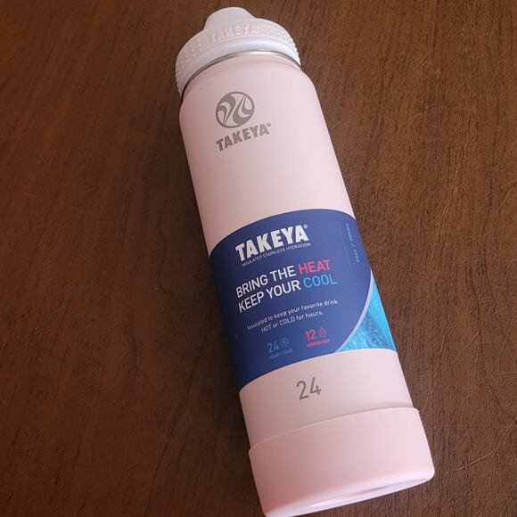 Takeya Actives 24oz Blush Insulated Stainless Steel Water Bottle with Spout Lid - Picture 5 of 8